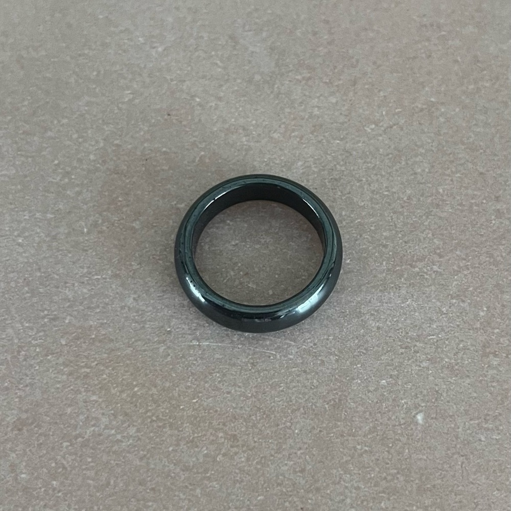 Sleek Hematite Statement Ring | Polished Metallic Gray Finish | Size 8
